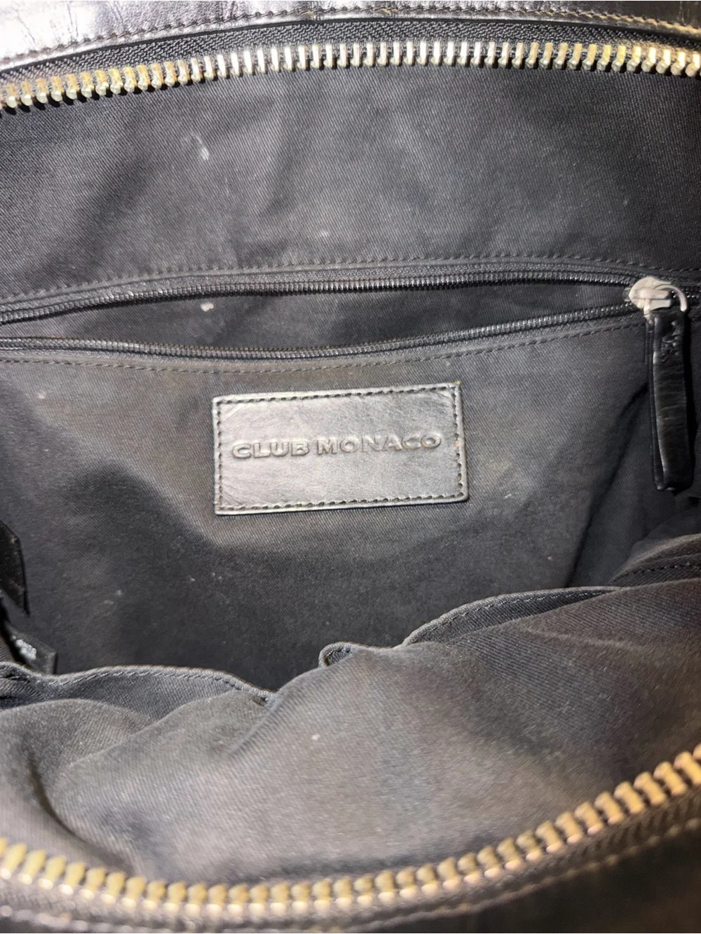 Club Monaco Black Leather Shoulder Bag with Buckle Straps - Picture 5 of 7